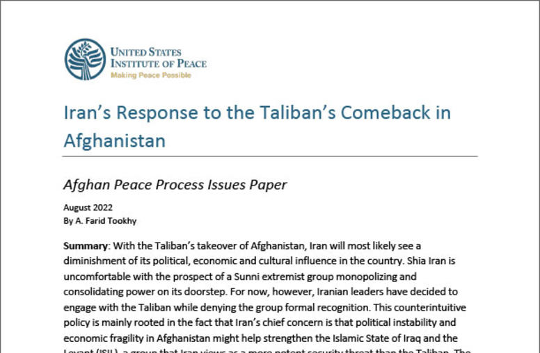 Iran’s Response to the Taliban’s Comeback in Afghanistan cover