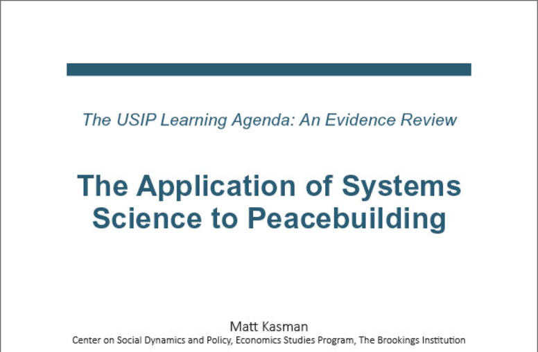 The Application of Systems Science to Peacebuilding paper cover