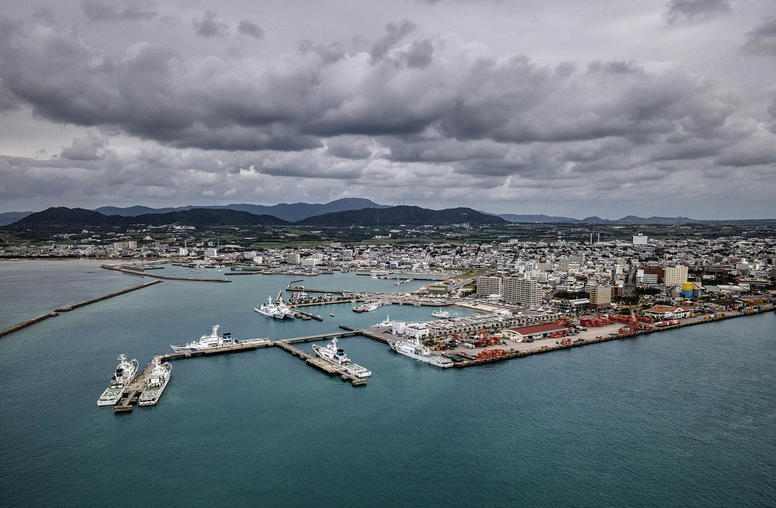 Japan Coast Guard patrol ships docked in the harbor on Ishigaki, Nov. 4, 2021. The island is home to Japan’s largest Coast Guard office, which devotes significant resources to patrolling the Senkaku Islands. (The New York Times)