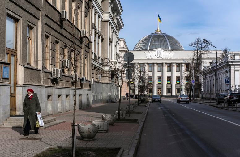 The Parliament in Kyiv, Ukraine, on Wednesday, Feb. 23, 2022. (Brendan Hoffman/The New York Times)