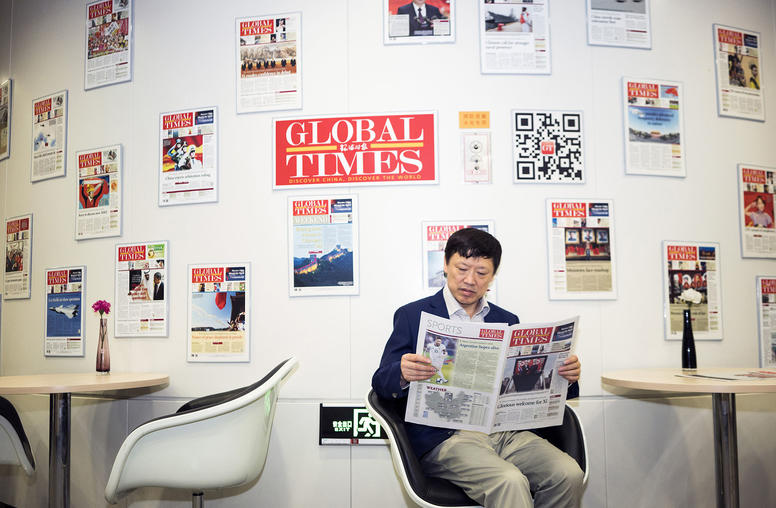 Hu Xijin, the long-time editor of the Global Times, known for its strong editorial stance on China’s foreign policy, in his Beijing office on June 21, 2019. (Photo by Giulia Marchi/New York Times)