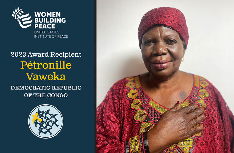 U.S. Institute of Peace Announces Pétronille Vaweka the 2023 Women Building Peace Award Recipient