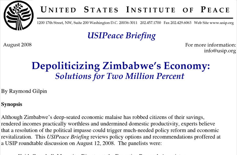 Depoliticizing Zimbabwe’s Economy: Solutions for Two Million Percent