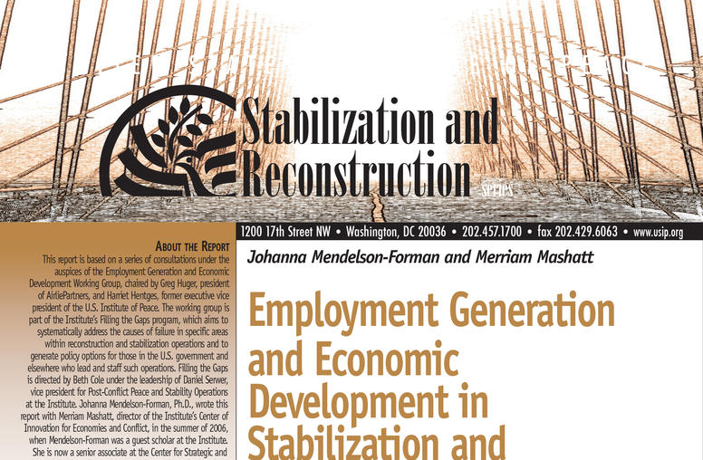 Employment Generation and Economic Development in Stabilization and Reconstruction Operations