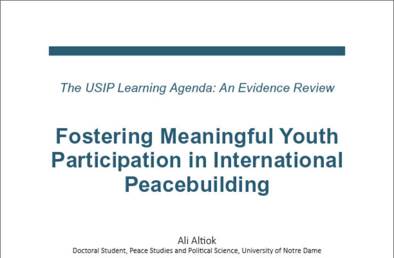 Fostering Meaningful Youth Participation in International Peacebuilding evidence review paper cover