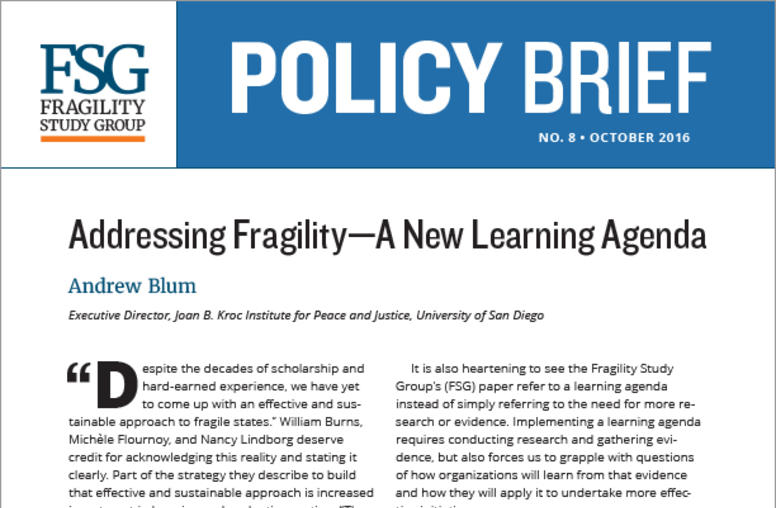 Addressing Fragility—A New Learning Agenda