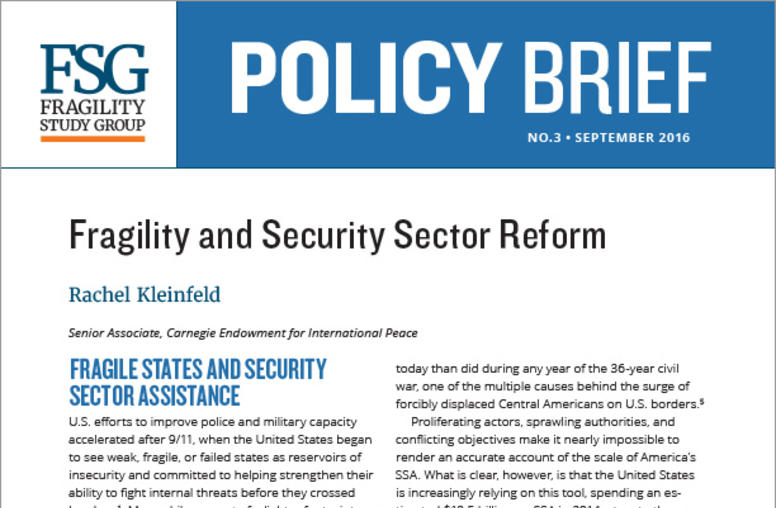 Fragility and Security Sector Reform