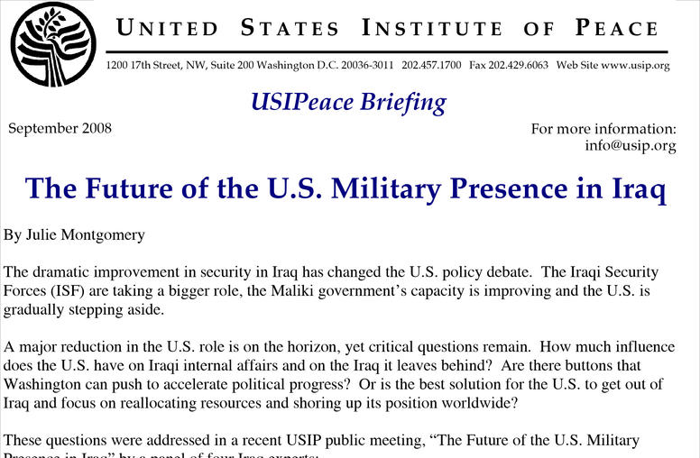 The Future of the U.S. Military Presence in Iraq