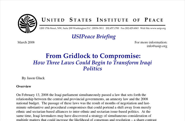 From Gridlock to Compromise: How Three Laws Could Begin to Transform Iraqi Politics