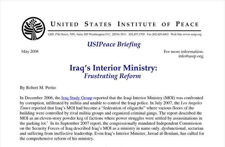 Iraq’s Interior Ministry: Frustrating Reform