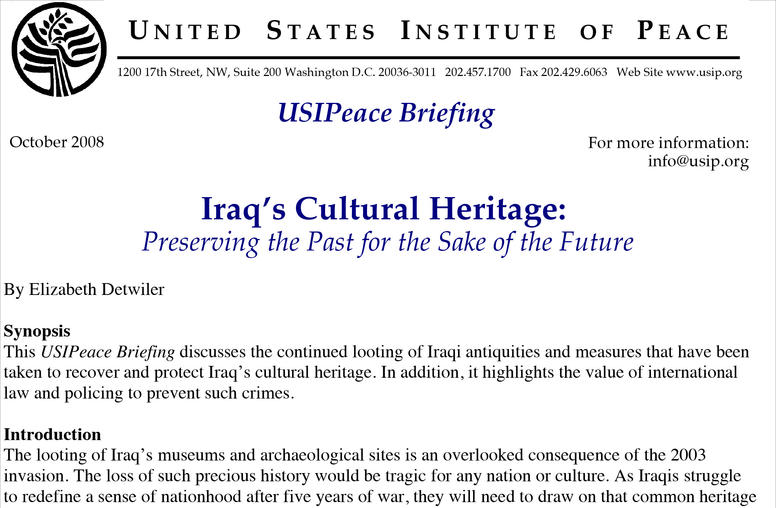 Iraq’s Cultural Heritage: Preserving the Past for the Sake of the Future