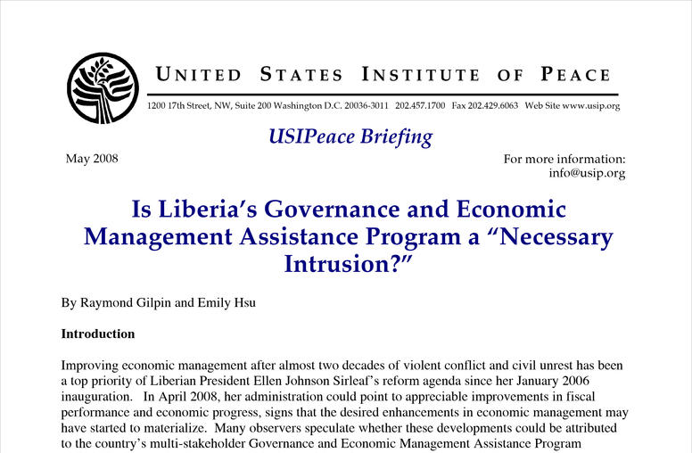 GEMAP in Liberia: A Model for Economic Management in Conflict-Affected Countries 