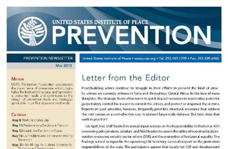 USIP Prevention Newsletter - May 2013