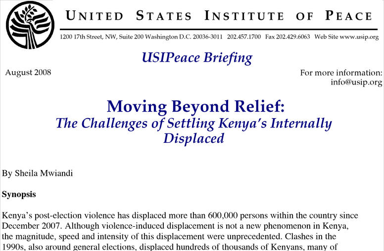 Moving Beyond Relief: The Challenges of Settling Kenya's Internally Displaced