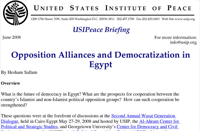 Opposition Alliances and Democratization in Egypt