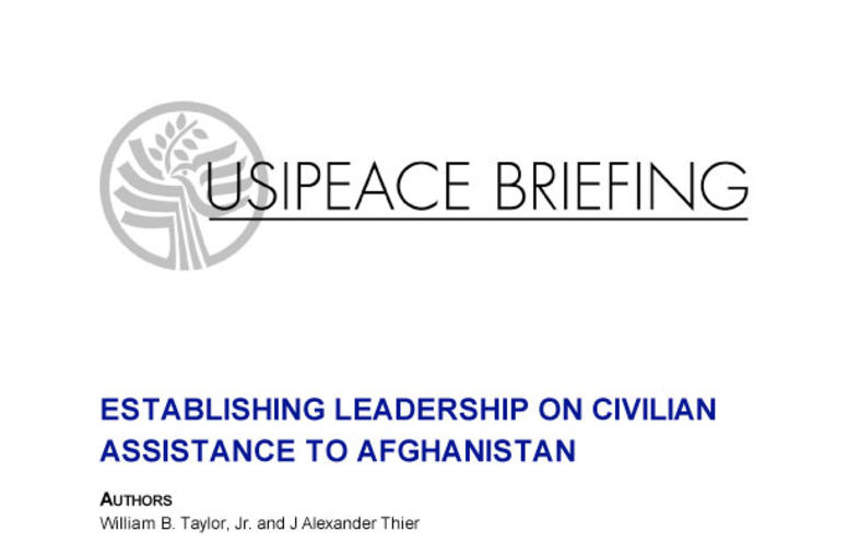 Establishing Leadership on Civilian Assistance to Afghanistan