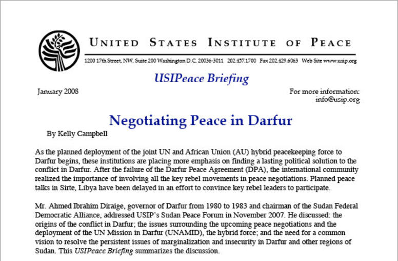 Negotiating Peace in Darfur