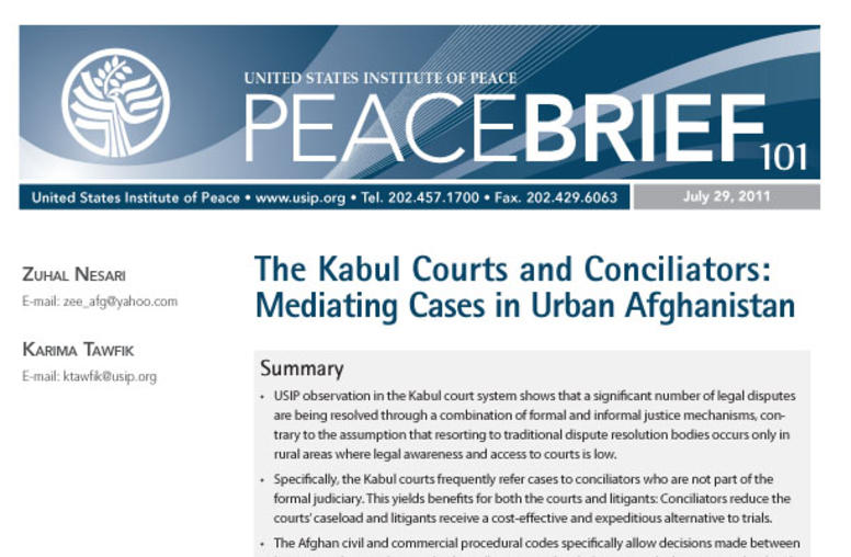 The Kabul Courts and Conciliators: Mediating Cases in Urban Afghanistan