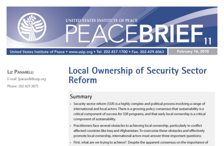 Local Ownership of Security Sector Reform