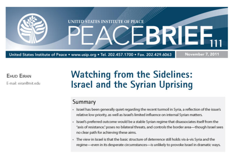 Watching from the Sidelines: Israel and the Syrian Uprising
