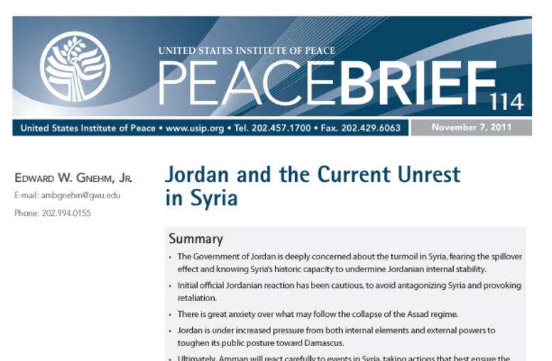 ﻿Jordan and the Current Unrest in Syria