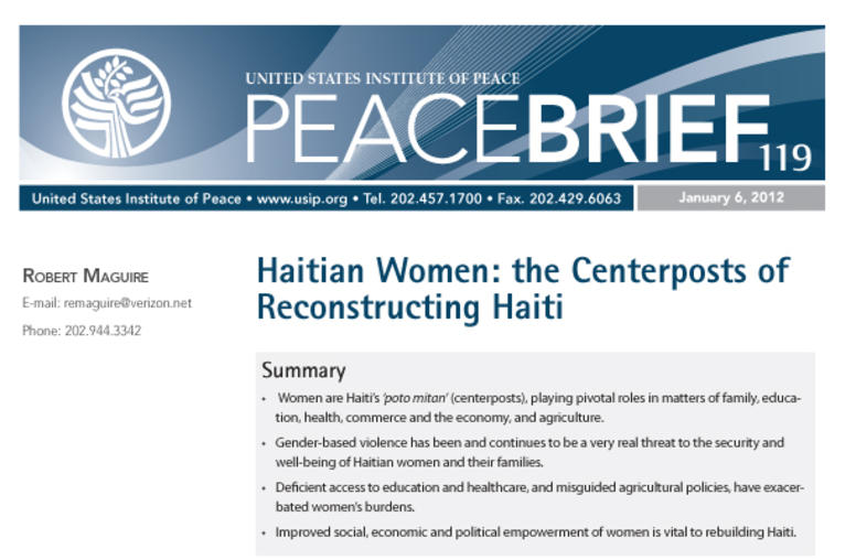 Haitian Women: The Centerposts of Reconstructing Haiti