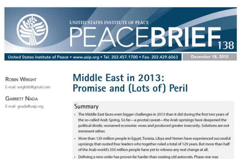 Middle East in 2013: Promise and (Lots of) Peril