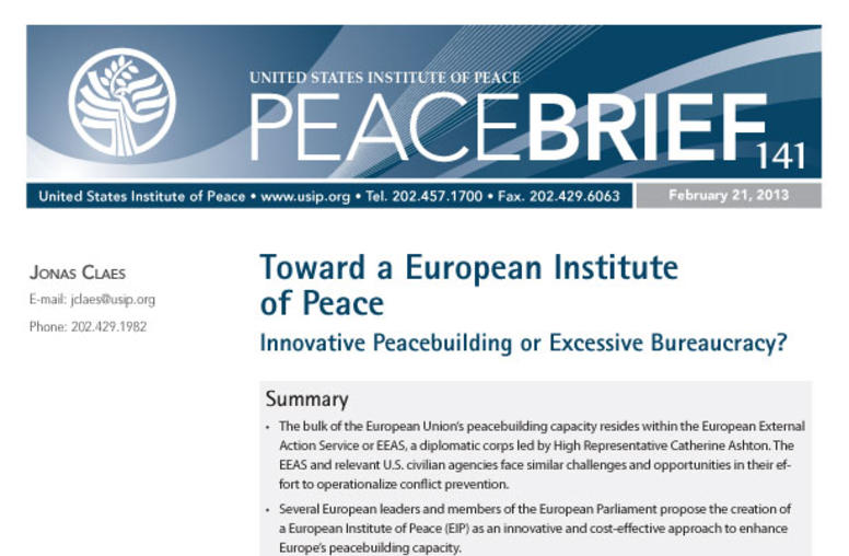 Toward a European Institute of Peace