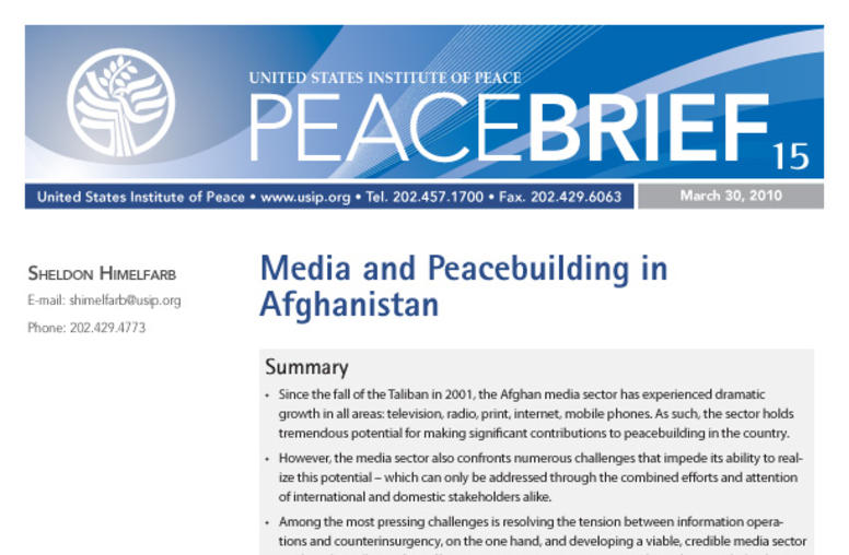 Media and Peacebuilding in Afghanistan