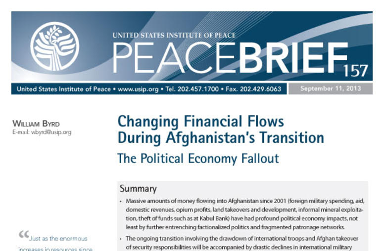 Changing Financial Flows During Afghanistan’s Transition