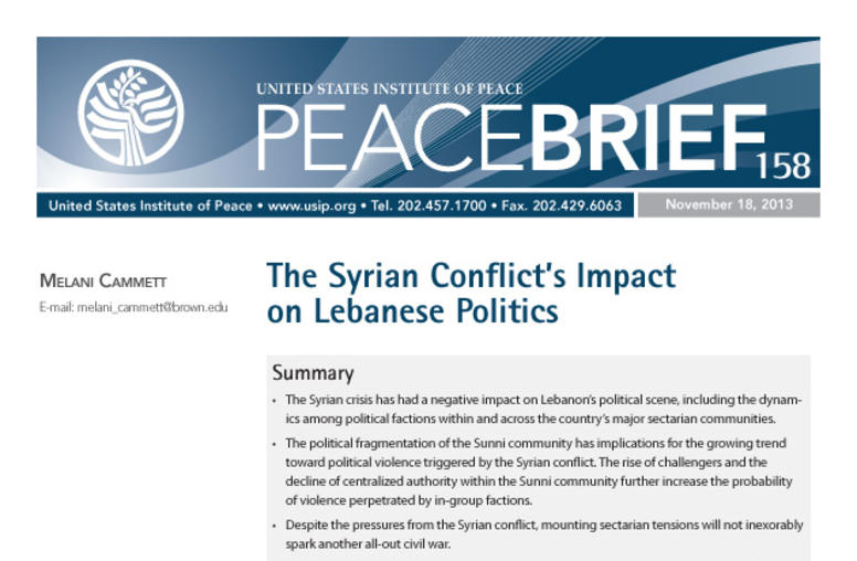 The Syrian Conflict’s Impact on Lebanese Politics