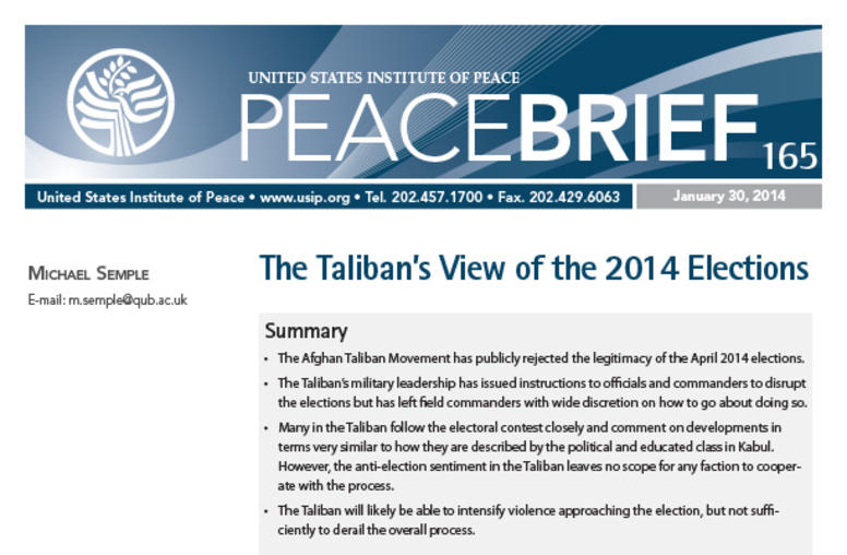 The Taliban’s View of the 2014 Elections