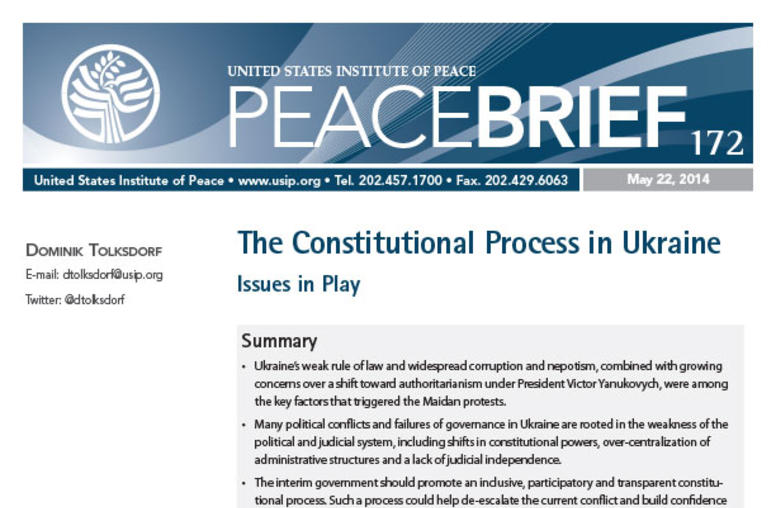 The Constitutional Process in Ukraine