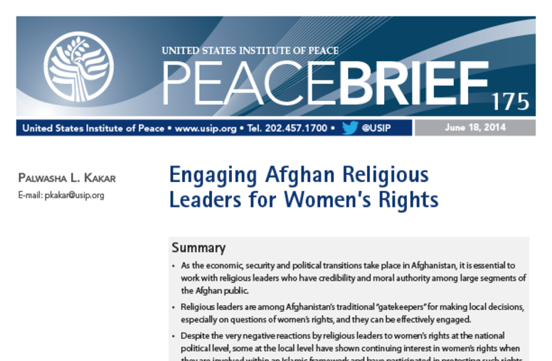 Engaging Afghan Religious  Leaders for Women’s Rights