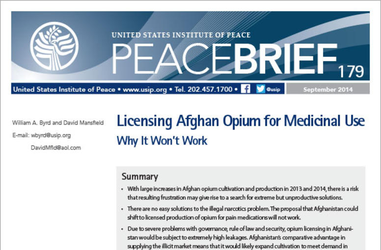 Licensing Afghan Opium for Medicinal Use