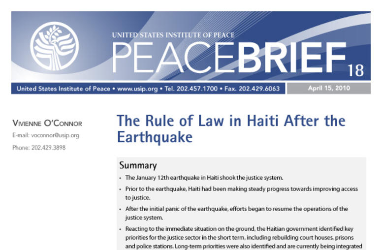 The Rule of Law in Haiti After the Earthquake