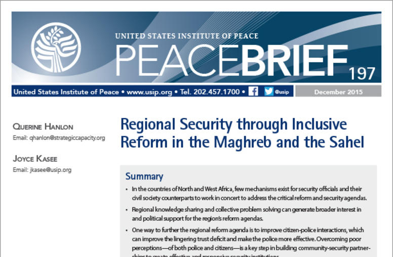 Regional Security through Inclusive Reform in the Maghreb and the Sahel