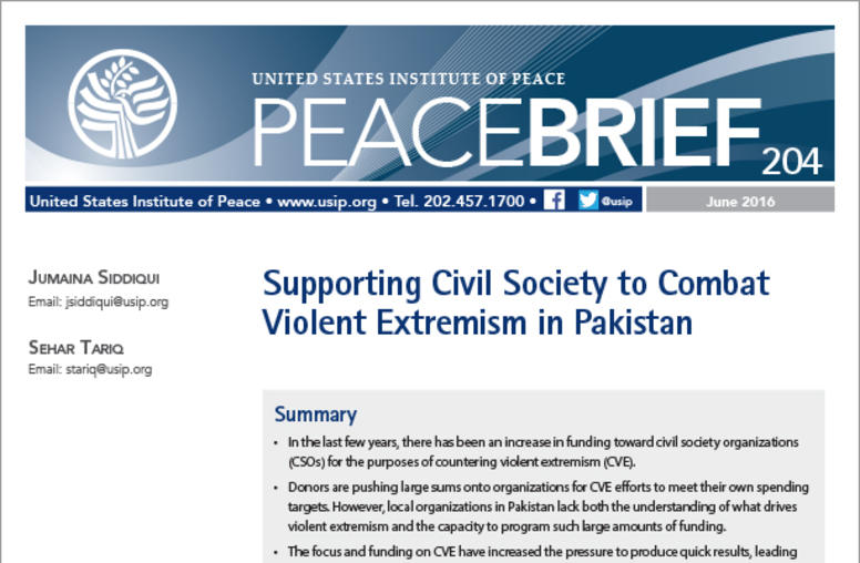 Supporting Civil Society to Combat Violent Extremism in Pakistan