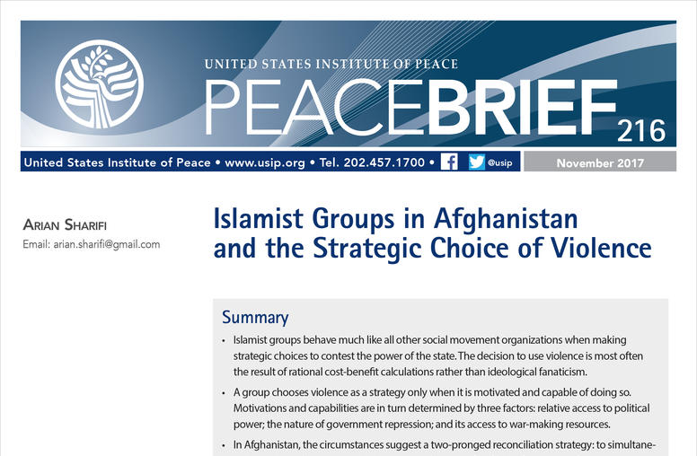 Islamist Groups in Afghanistan and the Strategic Choice of Violence