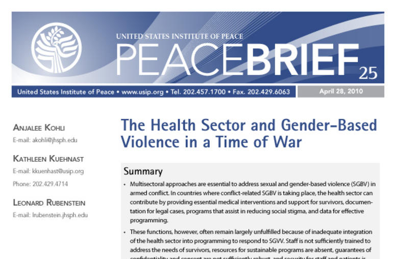 The Health Sector and Gender-Based Violence in a Time of War