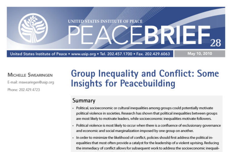 Group Inequality and Conflict: Some Insights for Peacebuilding