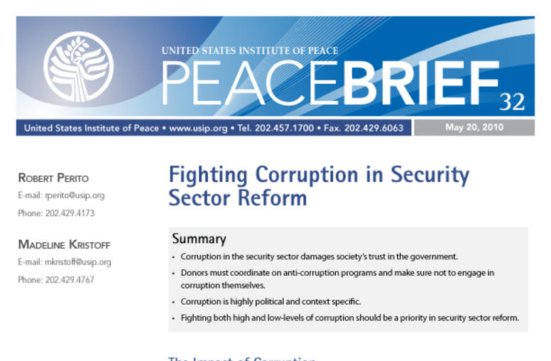 Fighting Corruption in Security Sector Reform