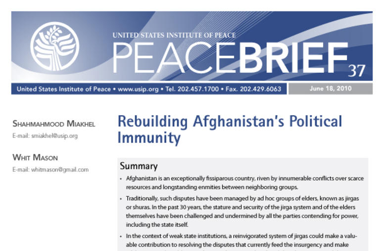 Rebuilding Afghanistan's Political Immunity