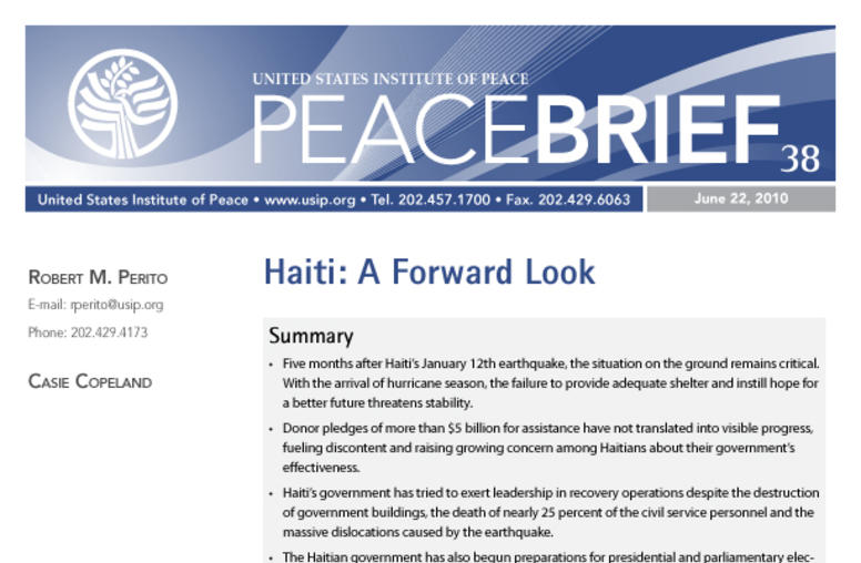 Haiti: A Forward Look