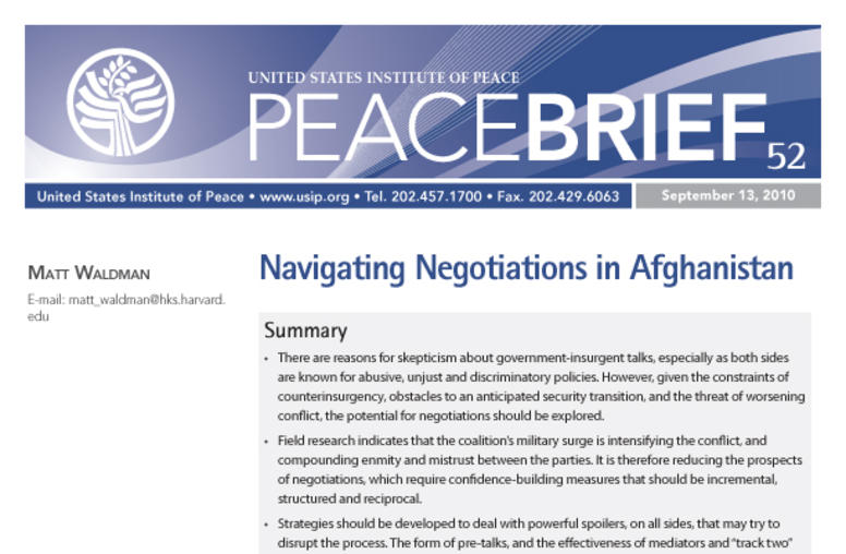 Navigating Negotiations in Afghanistan