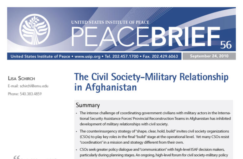 The Civil Society-Military Relationship in Afghanistan