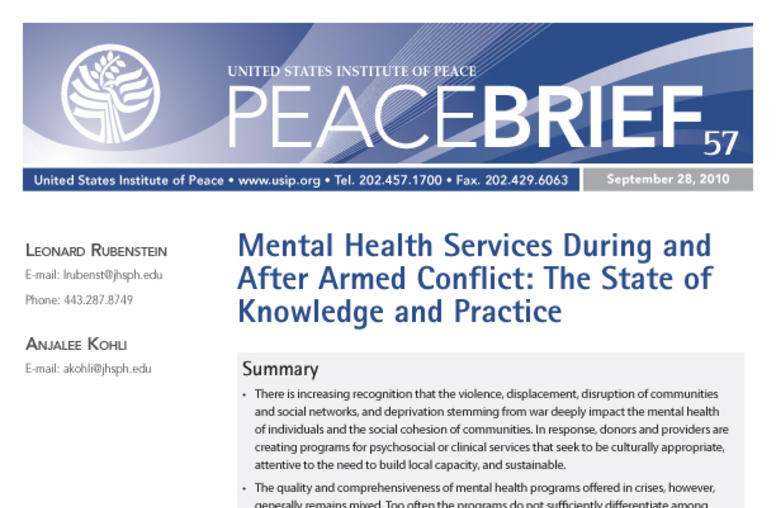 Mental Health Services During and After Armed Conflict: The State of Knowledge and Practice