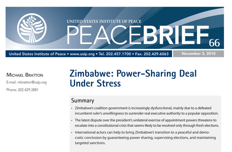 Zimbabwe: Power-Sharing Deal Under Stress