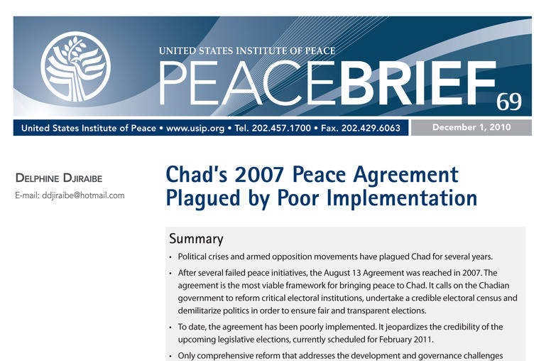 Chad’s 2007 Peace Agreement Plagued by Poor Implementation