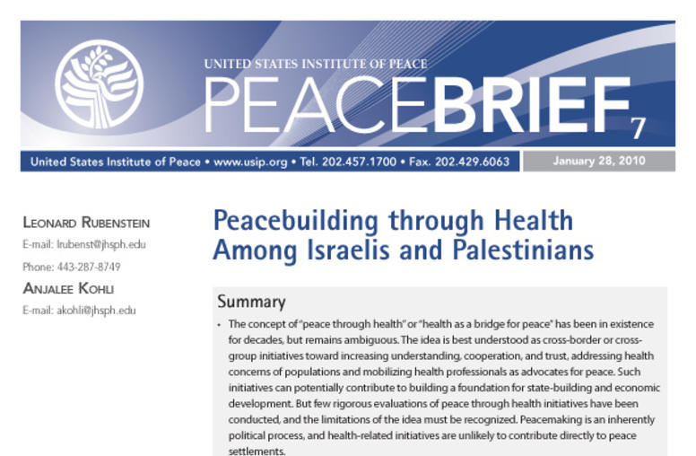 Peacebuilding through Health Among Israelis and Palestinians